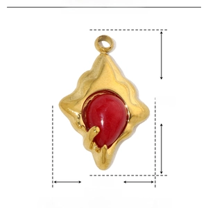 Detailed size parameters of 20x13mm for French sun natural stone fan-shaped pendant