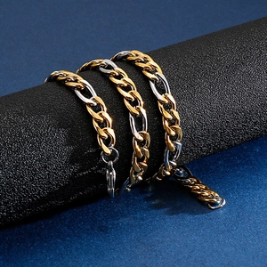 Hip hop two-tone gold and silver stainless steel NK chain necklace for men on a pedestal