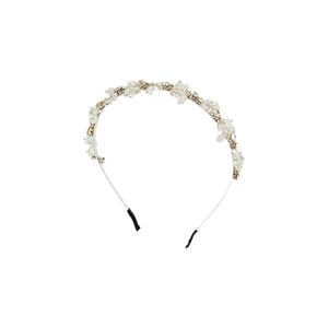 Sparkling crystal flower headband with silver metal frame for high cranium style