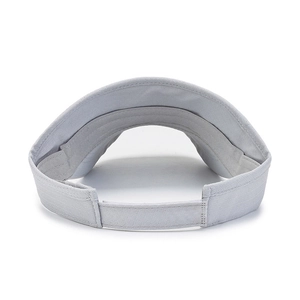 Light grey adjustable sun visor hat for outdoor running with breathable fabric back view
