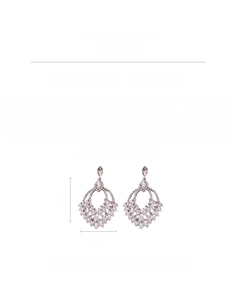 Detail view of rhinestone wheat tassel earrings showing 7cm length and 4cm width measurements