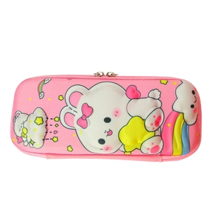 3D cute pink bunny EVA stationery box with multi-layer storage for school girls