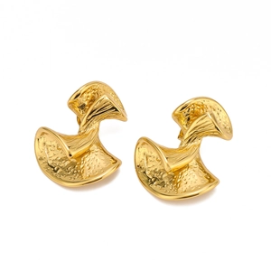 18K gold plated stainless steel stud earrings with sculptural textured geometric design