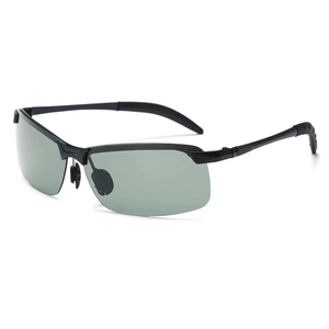 Polarized photochromic sports sunglasses with semi-rimless frame for driving and fishing