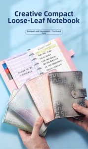 Detail of A7 puzzle texture binder with professional budget sheets and metal snap closure