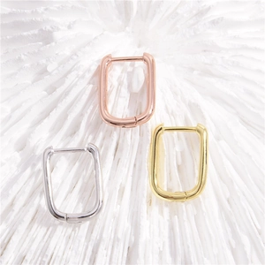 Orecchini a Cerchio Quadrati Geometrici Lisci in Argento Sterling 925 Fibbia Minimalista Rettangolare Gioielli alla Moda da Donna