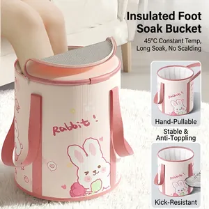 Portable Foldable Foot Bath Bucket Thickened Insulated Foot Soak Tub Aluminum Film Lining For Home Travel Spa Massage