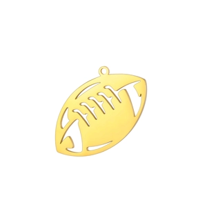 Detailed view of a gold hollow American football charm pendant for DIY jewelry making