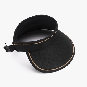 Women's UV protection sun visor with large mesh brim and adjustable gold trim detail