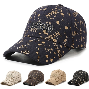 Baseball Cap Polyester Sun Protection Splash Ink Pattern Embroidered Letter Adjustable Outdoor Casual Unisex Fashionable