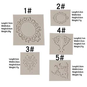 5-piece vintage relief photo frame silicone molds for DIY cake decorating and baking