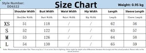 Detailed size chart for women's short puffer jacket showing measurements for XS to L