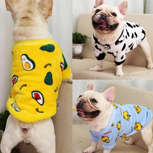 Pulls mignons en polaire pour chiens avec motifs de dessins animés pour bouledogues