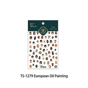 Stickers nail art peinture à l'huile européenne avec portraits vintage TS-1279