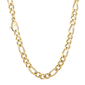 Classic golden Figaro chain necklace in polished titanium steel with lobster clasp