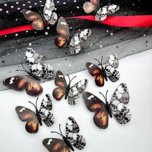 Stickers muraux papillon 3D motif crâne pour décoration Halloween lot de 12 pièces