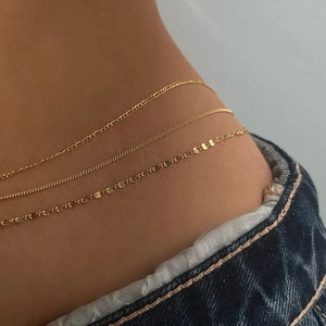 Catena da Vita Multistrato in Lega d'Oro da Donna Cintura a Catena con Paillettes Figaro Serpente Gioielli per il Corpo