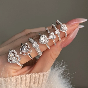 Heart Shaped Ring 925 Sterling Silver Pink White Cubic Zirconia Romantic Fashion Jewelry For Women