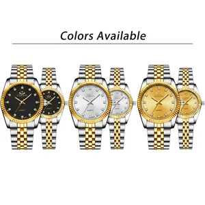 CHENXI business couple quartz watches with luxury stainless steel straps and diamond dials