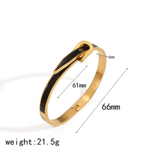 Bracelet jonc pour femme en acier inoxydable 18k avec boucle fer à cheval doré