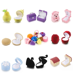 Creative velvet jewelry box set featuring swan bear and shell shapes in various colors