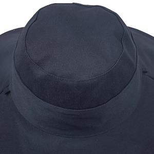 Deep blue reversible cotton bucket hat with premium sun protection and wide brim