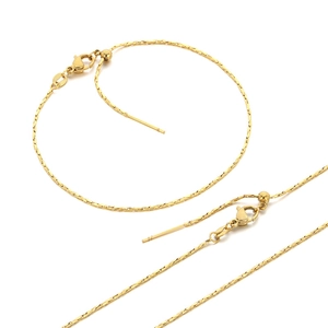 Adjustable 18K gold-plated stainless steel chain necklace with slider bead and spring clasp