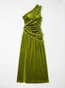 Macro detail of velvet fabric with braided rope texture and olive green shoulder knot
