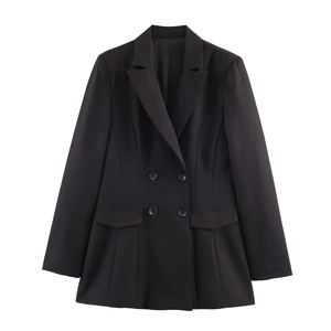 Women Elegant Blazer Jacket Solid Color Buttoned Long Sleeve Lapel Waist Detail Office Workwear Polyester Outerwear