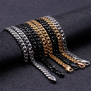 Catene a maglie cubane in acciaio lucido nei colori argento, nero e oro