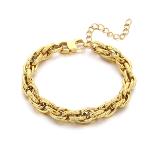 Bracelet chaîne à maillons torsadés en acier inoxydable plaqué or 18 carats pour femme
