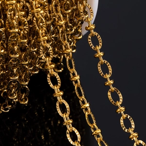 Textured Oval Link Chain Stainless Steel Embossed For DIY Jewelry Making Bracelet Necklace Handmade Craft Supplies