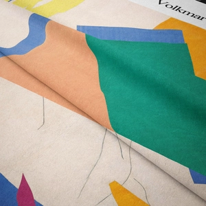 Close-up detail of modern abstract wall tapestry showing soft short-pile velvet texture