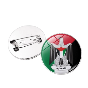 Palestine flag eagle crystal glass brooch badge with a durable metal pin and dome finish