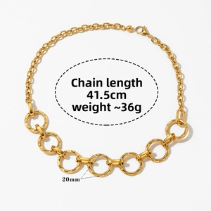 Detailed specs of gold chain necklace with 41.5cm length and 20mm round link diameter