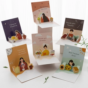 3D Pop-up Dankeskarte für Lehrer Lehrertag Geschenk 3D Illustration Grußkarte mit Umschlag Aufkleber Abschluss Segen Karton Schreibwaren