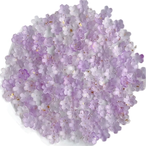 Purple two-tone gradient resin flower beads with gold glitter for DIY jewelry making