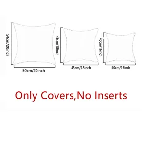 Size chart for Christmas pillowcases showing 16, 18, 20 inch options; covers only, no inserts