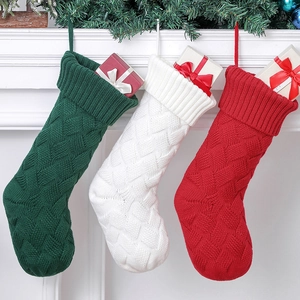 Christmas Stockings Acrylic Cable Knit Hanging Ornaments Home Decor Classic Festive Gift Bags Holiday Party