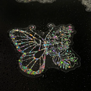 Holographic butterfly PET stickers with colorful laser rainbow effect for DIY crafts