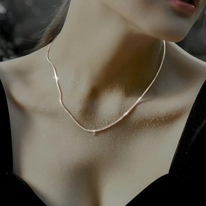 925 Sterling Silver Snake Chain Necklace Minimalist Elegant Choker Jewelry For Women