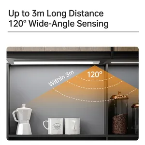 Slim LED motion sensor light for cabinets with 3m detection range and 120 degree angle
