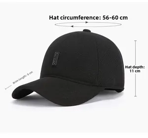 Detail view of winter baseball cap with 56-60cm circumference and ear protection