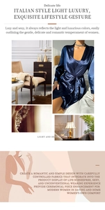 Detail of luxury royal blue satin robe showing premium silk texture and elegant tied waist