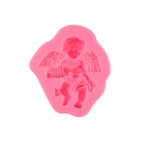 Pink silicone angel mold with accordion details for fondant cake and chocolate DIY