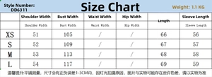 Detailed size chart with measurements for women's short wool coat stand-up collar jacket