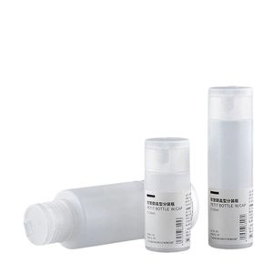 Travel squeeze bottle set with 30ml and 50ml frosted PE containers and white flip caps