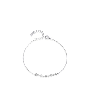 925 Sterling Silver Bracelet With Round Clear Zircons Adjustable Delicate Chain For Women Elegant Jewelry