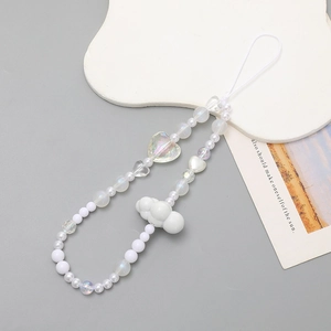 Dragonne de téléphone en perles avec étoiles colorées, breloques cœur et pendentif nuage