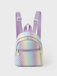 Mini Backpack PU Leather Fabric Quilted Cartoon Unicorn Heart Star Moon Print Girls School Travel Fashion Casual Rainbow